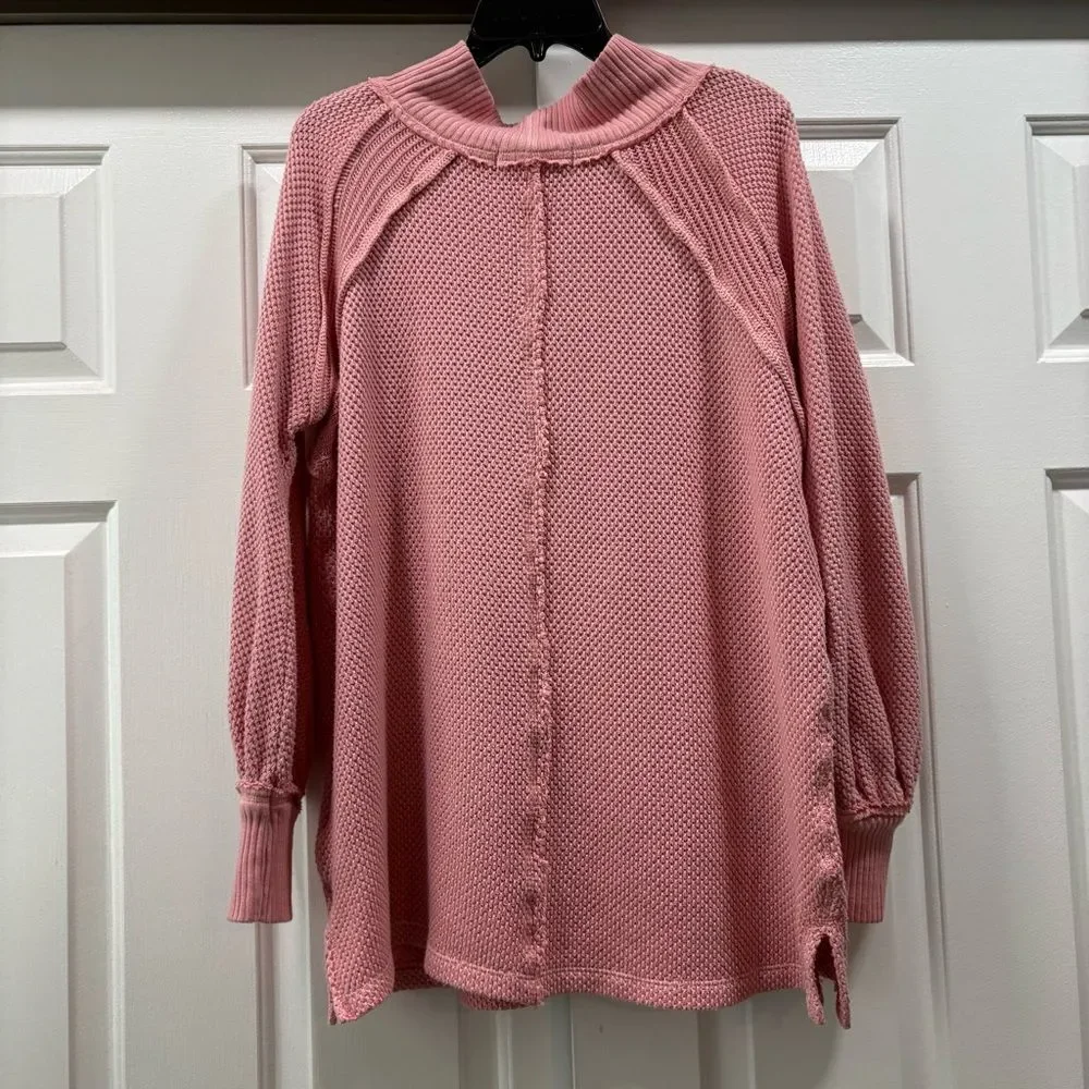 FP We The Free She’s A Keeper Mock Neck Puff Sleeve Pink Size XS